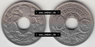 Münze Frankreich Umlaufmünzen Sammlung in PNG 1917-1938, 10 Centimes, 10 CMES EGALITÉ FRATERNITÉ LIBERTÉ 1923 (Stück 1)... Sammlung