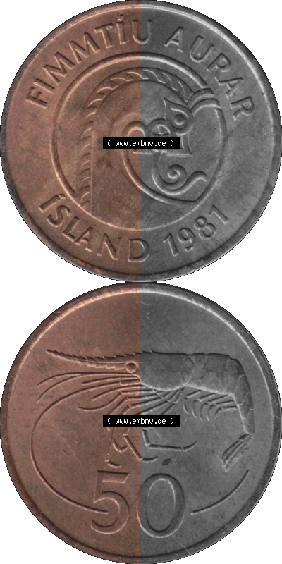 Island Umlaufmünze 1981-1981 50 Aurar 1981 Sammlung