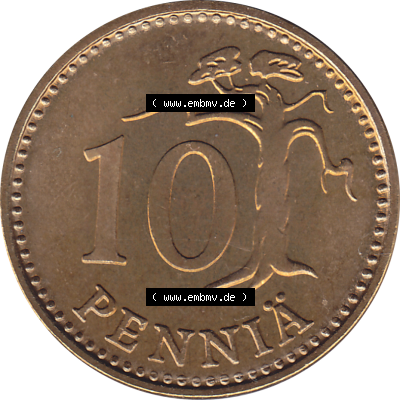 Münze Finnland / SUOMI Umlaufmünzen Sammlung in PNG 1963-1982, 10 Penny, Penniä 1976 (Stück 1), SUOMEN TASAVALTA (6) - Digital... Sammlung