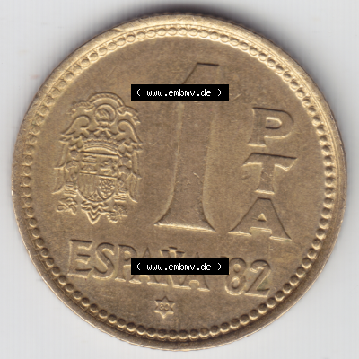 Münze Spanien / España Umlaufmünzen Sammlung in PNG 1980, 1980-1982, 1 PTA, Pesete 1980 (1) - Digitales Münzen-Bildmaterial... Sammlung
