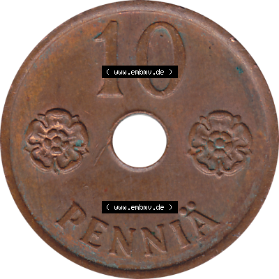 Münze Finnland / SUOMI Umlaufmünzen Sammlung in PNG 1941-1943, 10 Penny, Penniä Kupfer 1942 (Stück 1) (6) - Digital Münzen-Bildmaterial... Sammlung