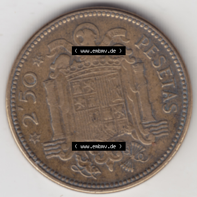 Münze Spanien / España Umlaufmünzen Sammlung in PNG 1953-1953, 2,50 Peseten 1953 (1) - Digitales Münzen-Bildmaterial einer... Sammlung
