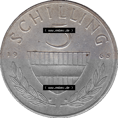 5 / Fünf Schilling Österreich in original Farbgebung von Scanner transparenten PNG 1960-1968, 5 Fünf Schilling 1965 (Stück... Sammlung