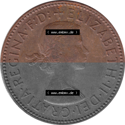Münzen Großbritannien Umlaufmünzen Sammlung in PNG Großbritannien 1954-1970, Half Penny, Halber Pence 1965 (Stück 1), Elisabeth... Sammlung