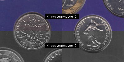 Münze Frankreich Umlaufmünzen Sammlung in PNG 2000, 0,50 Francs (3) - Digitales Münzen-Bildmaterial einer französischen Francs... Sammlung