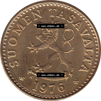 Münze Finnland / SUOMI Umlaufmünzen Sammlung in PNG 1963-1982, 10 Penny, Penniä 1976 (Stück 1), SUOMEN TASAVALTA (5) - Digital... Sammlung