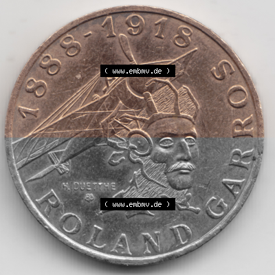 Münze Frankreich Umlaufmünzen Sammlung in PNG 1988-1988, 10 Francs Roland Garros (1) - Digitales Münzen-Bildmaterial einer... Sammlung