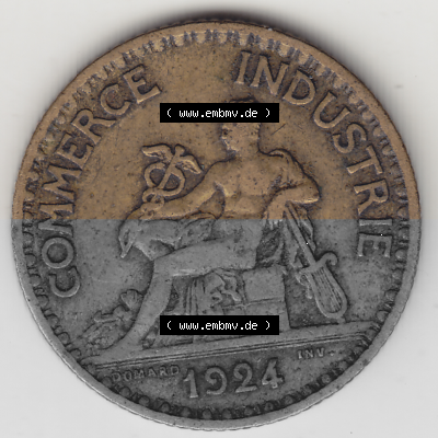 Münze Frankreich Umlaufmünzen Sammlung in PNG 1920-1927, 1 Franken BON POUR 1 FRANC 1924 (Stück 2) (1) - Digitales Münzen-Bildmaterial... Sammlung
