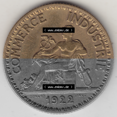 Münze Frankreich Umlaufmünzen Sammlung in PNG 1920-1927, 2 Francs - Franken 1922 (Stück 1) (1) - Digitales Münzen-Bildmaterial... Sammlung