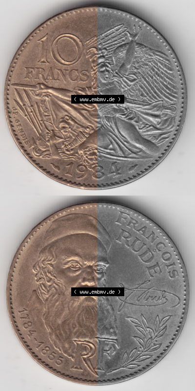 Münze Frankreich Umlaufmünzen Sammlung in PNG 1984-1984, 10 Francs Francois Rude (4) - Digitales Münzen-Bildmaterial einer... Sammlung