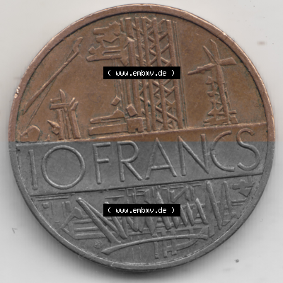 Münze Frankreich Umlaufmünzen Sammlung in PNG 1974-1987, 10 Franken-Francs 1984 (1) - Digitales Münzen-Bildmaterial einer französischen... Sammlung