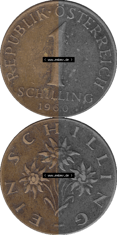 Österreich 1 / Ein Schilling 1959-2001, 1 Schilling 1960 (Stück 3) Sammlung