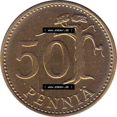 Münze Finnland / SUOMI Umlaufmünzen Sammlung in PNG 1963-1990, 50 Penny Fünfzig Penniä 1980 (Stück 1), SUOMEN TASAVALTA (6)... Sammlung