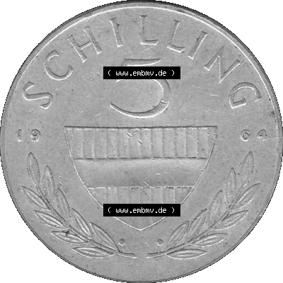 5 / Fünf Schilling Österreich in s/w Schwarzweiß bzw. Graustufen Farbgebung von Scanner transparenten PNG 1960-1968, 5 Fünf... Sammlung