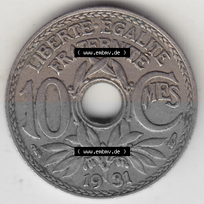 Münze Frankreich Umlaufmünzen Sammlung in PNG 1917-1938, 10 Centimes, 10 CMES EGALITÉ FRATERNITÉ LIBERTÉ 1931 (Stück 1)... Sammlung