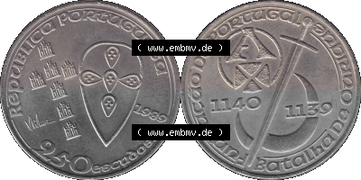 Alte Gedenkmünze aus Portugal als PNG-Grafik 1989, 250 Escudos, Batalha de Ourique, Schlacht von Ourique Sammlung
