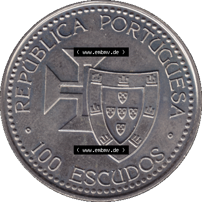 'Alte Gedenkmünze aus Portugal als PNG-Grafik 1989, 100 Escudos, 1420 Madeira Porto Santo 1419. Vorderseite der Gedenkmünze... Sammlung