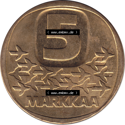 Münze Finnland / SUOMI Umlaufmünzen Sammlung in PNG 1979-1993, 5 Markkaa Fünf finnische Mark 1985 (Stück 1), Suomi Finland... Sammlung