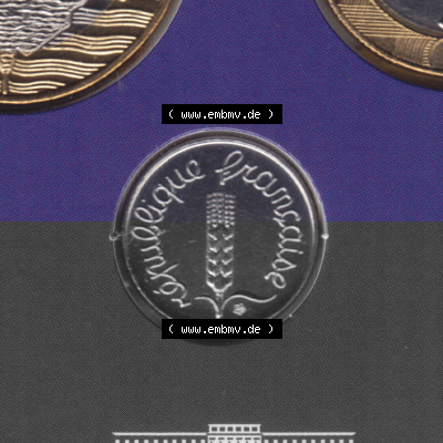 Münze Frankreich Umlaufmünzen Sammlung in PNG 2000, 1 Centime (2) - Digitales Münzen-Bildmaterial einer französischen Francs... Sammlung