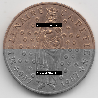 Münze Frankreich Umlaufmünzen Sammlung in PNG 1987-1987, 10 Francs 1000 Jahre König Hugo Capet erster König von Frankreich... Sammlung