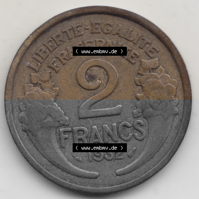 Münze Frankreich Umlaufmünzen Sammlung in PNG 1931-1941, 2 Franken 1932 (Stück 1) LIBERTE EGALITE FRATERNITE (2) - Digitales... Sammlung