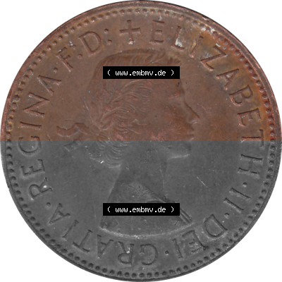 Münzen Großbritannien Umlaufmünzen Sammlung in PNG Großbritannien 1954-1970, Half Penny, Halber Pence 1967 (Stück 2), Elisabeth... Sammlung