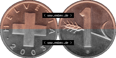 KMS Schweiz in original Farbgebung vom Scanner transparenten PNG 1948-2006, 1 Rappen 2003 Sammlung