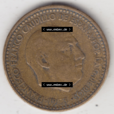 Münze Spanien / España Umlaufmünzen Sammlung in PNG 1946-1963, 1 Peseta-Pesete (2) - Digitales Münzen-Bildmaterial einer spanischen... Sammlung