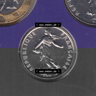 Münze Frankreich Umlaufmünzen Sammlung in PNG 2000, 0,50 Francs (2) - Digitales Münzen-Bildmaterial einer französischen Francs... Sammlung