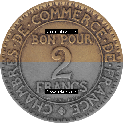Münze Frankreich Umlaufmünzen Sammlung in PNG 1920-1927, 2 Francs, Franken 1923 (Stück 1) (5) - Digitales Münzen-Bildmaterial... Sammlung