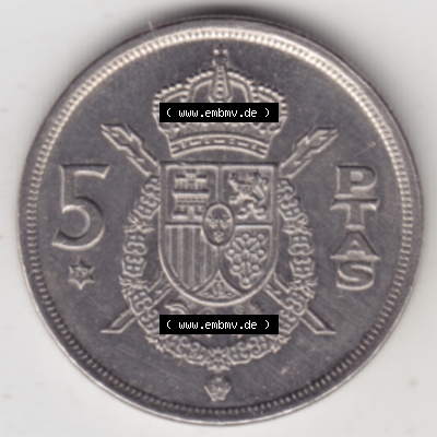 Münze Spanien / España Umlaufmünzen Sammlung in PNG 1975-1975, 5 Peseten 1979 (1) - Digitales Münzen-Bildmaterial einer spanischen... Sammlung