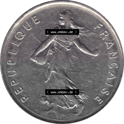 Münze Frankreich Umlaufmünzen Sammlung in PNG 1970-2001, 5 Francs Liberte Egalite Fraternite 1987 (Stück 1) (6) - Digitales... Sammlung