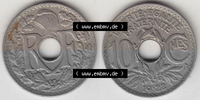Münze Frankreich Umlaufmünzen Sammlung in PNG 1917-1938, 10 Centimes, RF - Frankreich 10 CMES EGALITÉ FRATERNITÉ LIBERTÉ... Sammlung