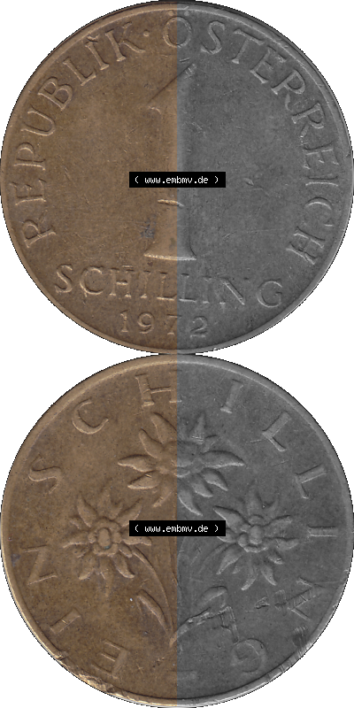 Österreich 1 / Ein Schilling 1959-2001, 1 Schilling 1972 (Stück 3) Sammlung