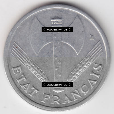 Münze Frankreich Umlaufmünzen Sammlung in PNG 1942-1944, 1 Franc, Franken 1943 (2) - Digitales Münzen-Bildmaterial einer französischen... Sammlung