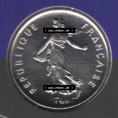 Münze Frankreich aus KMS Umlaufmünzen Sammlung in PNG 2000, 2 Francs (2) - Digitales Münzen-Bildmaterial einer französischen... Sammlung