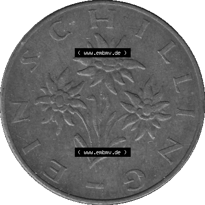 Österreich 1 / Ein Schilling in Graustufen 1959-2001, 1 Schilling 1975 (Stück 1) Graustufen, 1 / Ein Schilling-Münze aus der... Sammlung