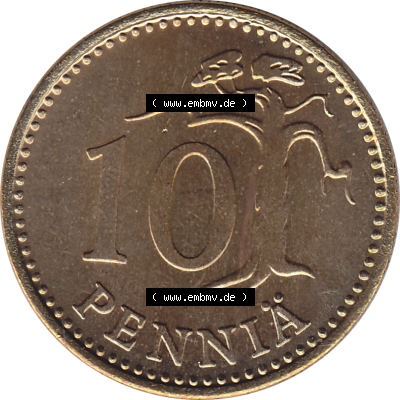 Münze Finnland / SUOMI Umlaufmünzen Sammlung in PNG 1963-1982, 10 Penny Zehn Penniä 1980 (Stück 1), SUOMEN TASAVALTA (6) -... Sammlung