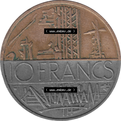 Münze Frankreich Umlaufmünzen Sammlung in PNG 1974-1987, 10 Franken-Francs 1978 (Stück 2) (5) - Digitales Münzen-Bildmaterial... Sammlung
