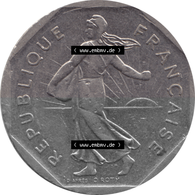 Münze Frankreich Umlaufmünzen Sammlung in PNG 1979-2001, 2 Francs Säerin Semeuse 1980 (Stück 1) (6) - Digitales Münzen-Bildmaterial... Sammlung