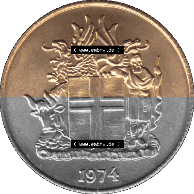 Alte Münze 'Island Umlaufmünze 1957-1975, 1 KR, Eine Krone 1974 (Stück 1). Vorderseite der isländischen Münze. Umlaufmünze... Sammlung