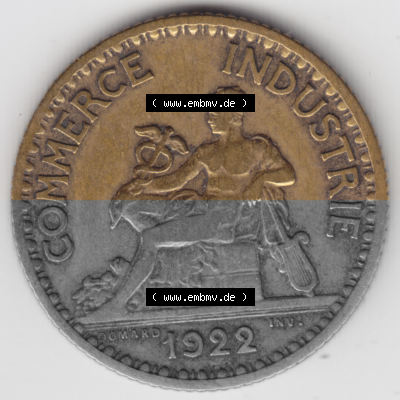 Münze Frankreich Umlaufmünzen Sammlung in PNG 1920-1927, 1 Francs, Franken 1922 (2) - Digitales Münzen-Bildmaterial einer französischen... Sammlung