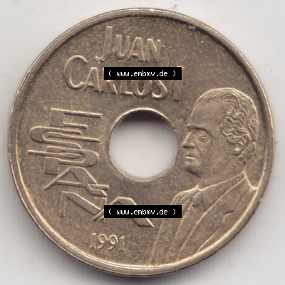 Münze Spanien / España Umlaufmünzen Sammlung in PNG 1990-1991, 25 PTAS - Peseten (2) - Digitales Münzen-Bildmaterial einer... Sammlung