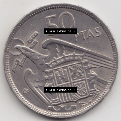 Münze Spanien / España Umlaufmünzen Sammlung in PNG 1957-1957, 50 Peseten 1960 (1) - Digitales Münzen-Bildmaterial einer spanischen... Sammlung