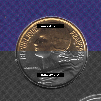 Münze Frankreich Umlaufmünzen Sammlung in PNG 2000, 20 Centimes (2) - Digitales Münzen-Bildmaterial einer französischen Francs... Sammlung