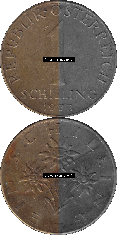Österreich 1 / Ein Schilling 1959-2001, 1 Schilling 1973 (Stück 4) Sammlung