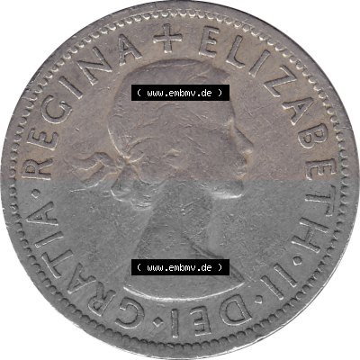 Münzen Großbritannien Umlaufmünzen Sammlung in PNG Großbritannien 1954-1970, 2 Schilling-Florin, Two Shillings, 1956 (Stück... Sammlung