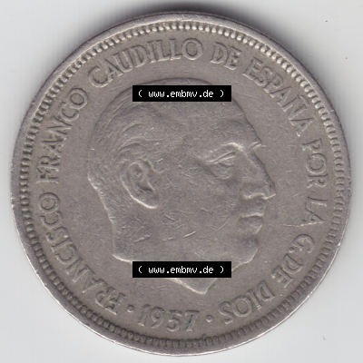 Münze Spanien / España Umlaufmünzen Sammlung in PNG 1957, 1957-1975, 5 PTAS, Peseten 1958 (2) - Digitales Münzen-Bildmaterial... Sammlung