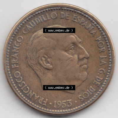 Münze Spanien / España Umlaufmünzen Sammlung in PNG 1953-1953, 2,50 Peseten (2) - Digitales Münzen-Bildmaterial einer spanischen... Sammlung