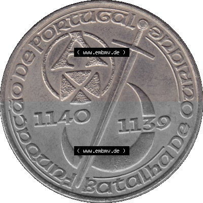 Alte Gedenkmünze aus Portugal als PNG-Grafik 1989, 250 Escudos, Batalha de Ourique, Schlacht von Ourique Sammlung